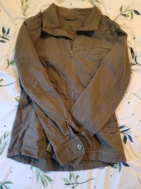 Prana Olive Green Utility Zip Jacket